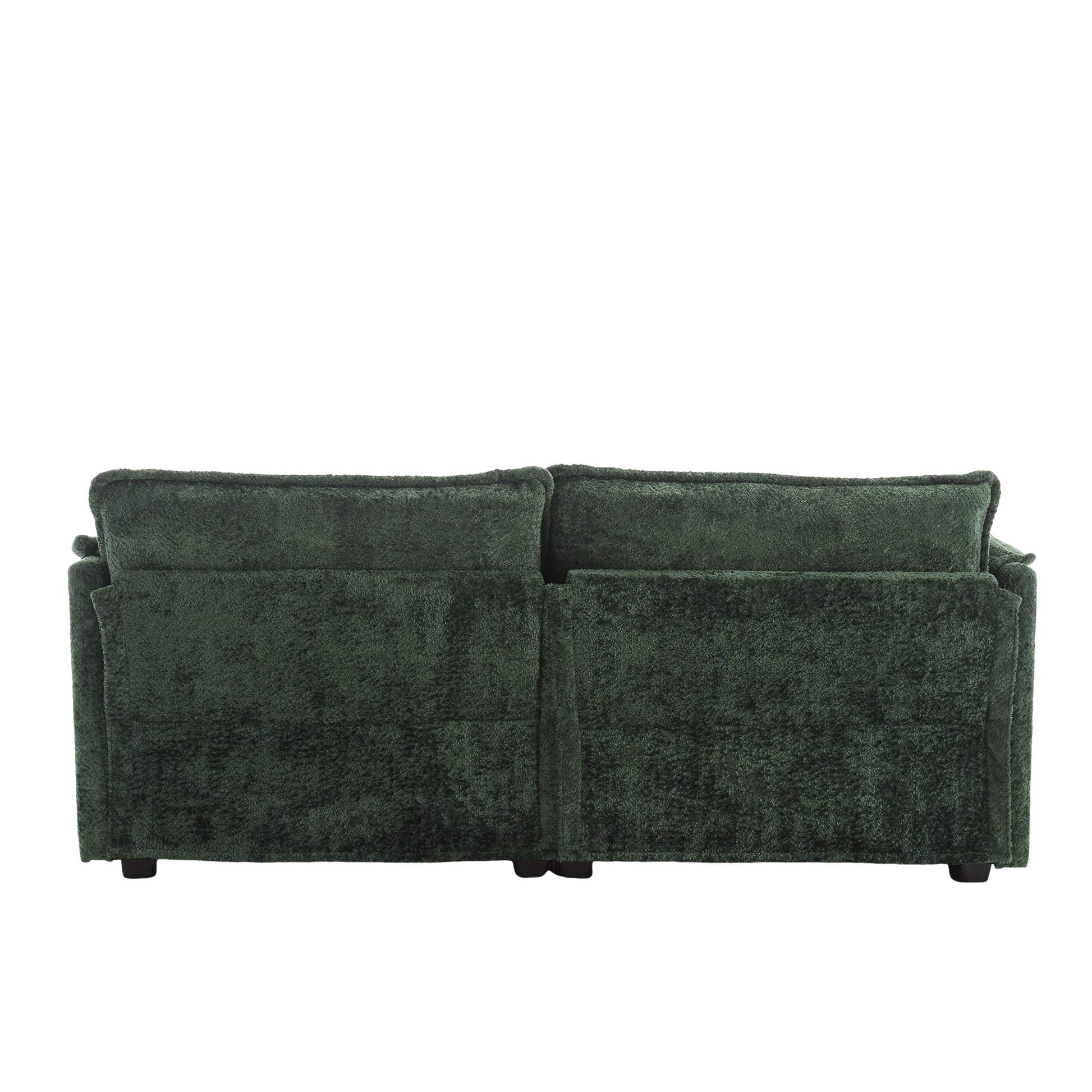 UNITED WE WIN Chenille fabric, removable armrests with side pockets, high density sponge filling, oversized double sofa with footstool - DREAM YOUR HOUSE