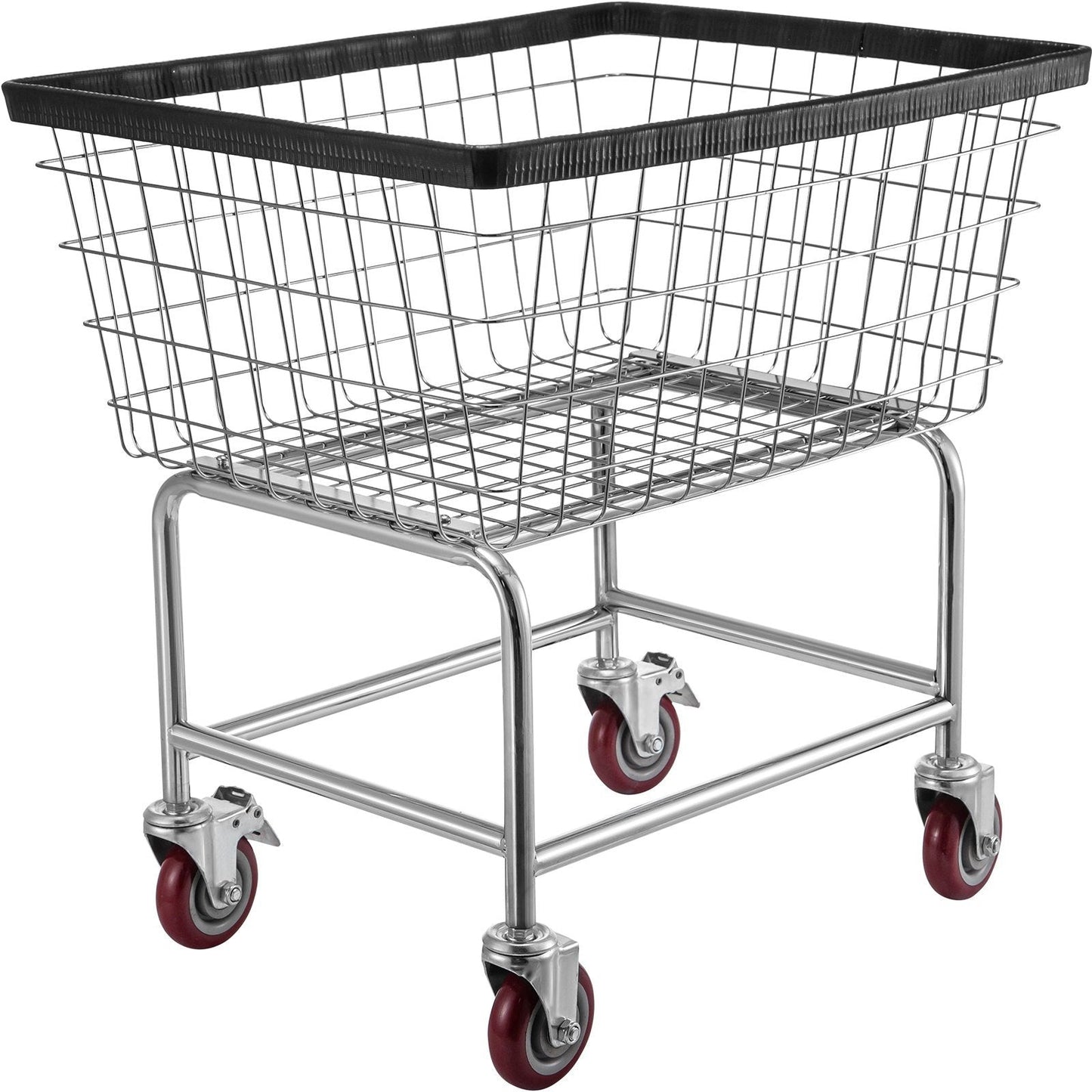 VEVOR Wire Laundry Cart, 2.5 Bushel Wire Laundry Basket with Wheels, 21''x27''x27.5'' Commercial Wire Laundry Basket Cart, Steel Frame with Chrome Finish, 4inch Casters, Wire Basket Cart For Laundry - DREAM YOUR HOUSE